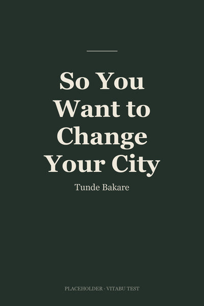 So You Want to Change Your City