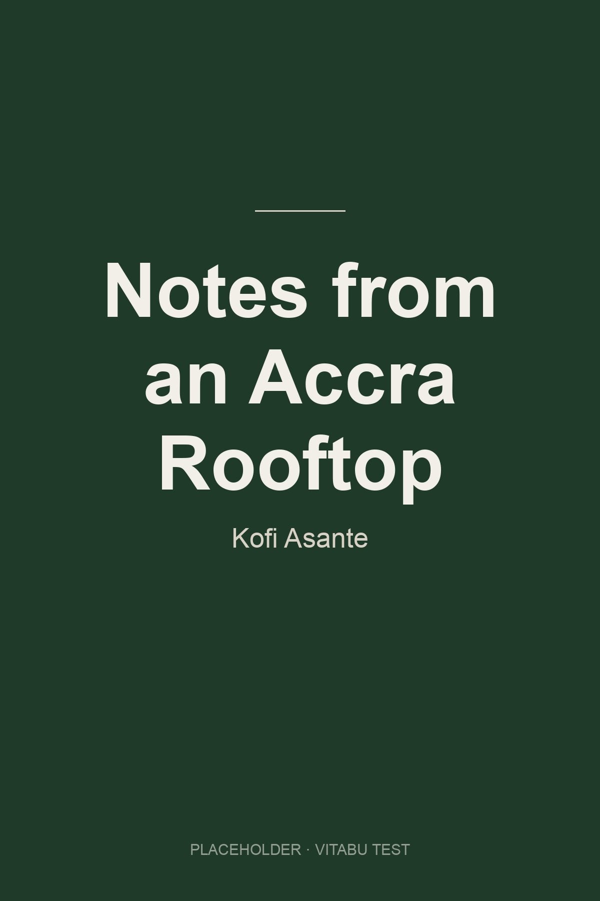 Notes from an Accra Rooftop